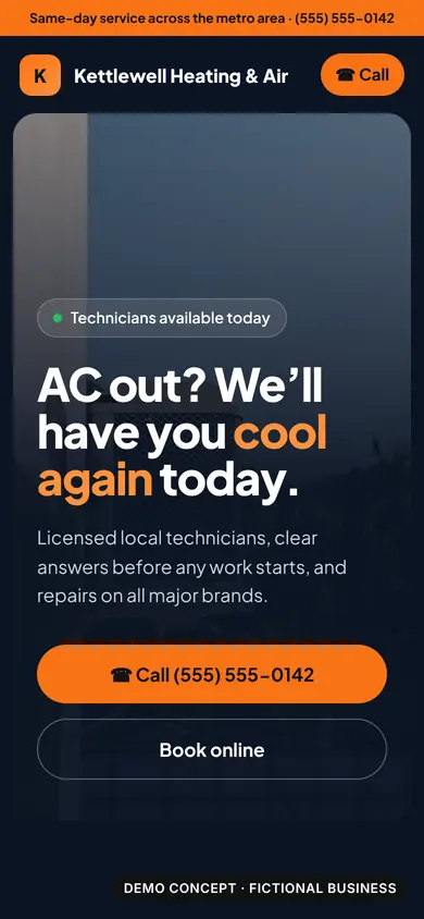 The redesigned HVAC demo on a phone